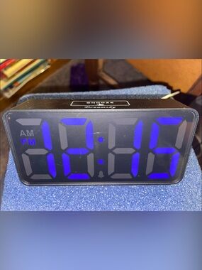 Blue LED Digital Alarm Clock - Black